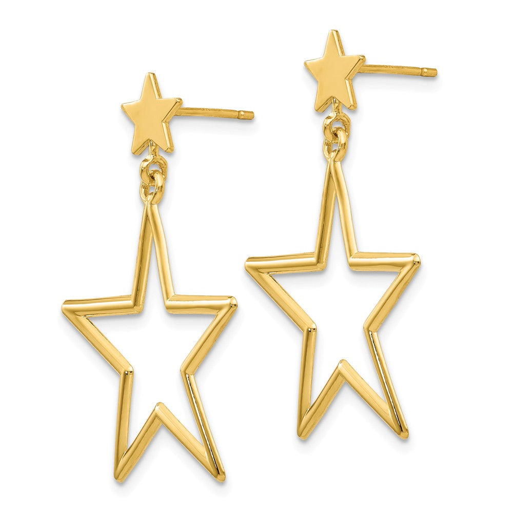 14K Star Dangle Post Earrings Secondary image