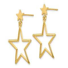 14K Star Dangle Post Earrings