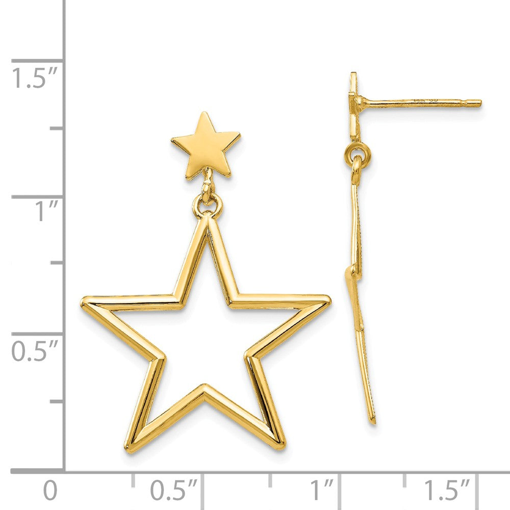 14k Star Dangle Post Earrings