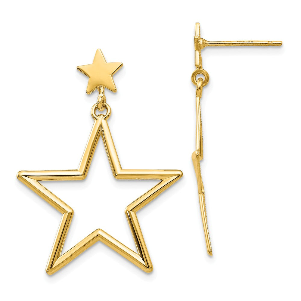 14K Star Dangle Post Earrings