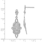 14k White Gold Diamond-cut Filigree Dangle Earrings