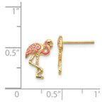 14k Pink Enameled Flamingo Post Earrings