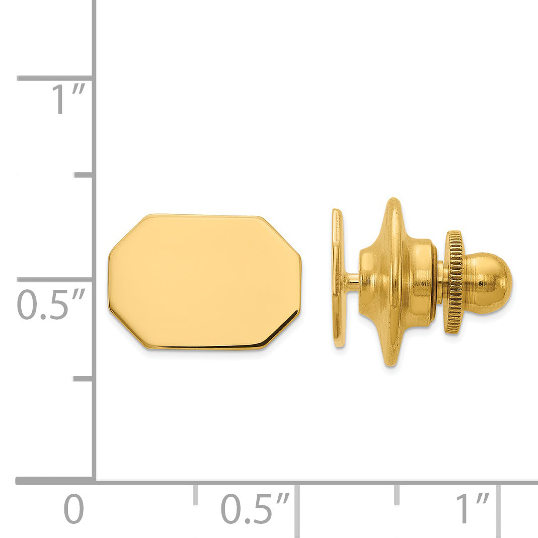 14K Gold Men's Polished Engravable Rectangular Octagon Tie Tac