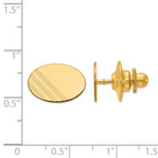 14K Gold Men's Polished Oval Tie Tac with Engravable Grooved Design
