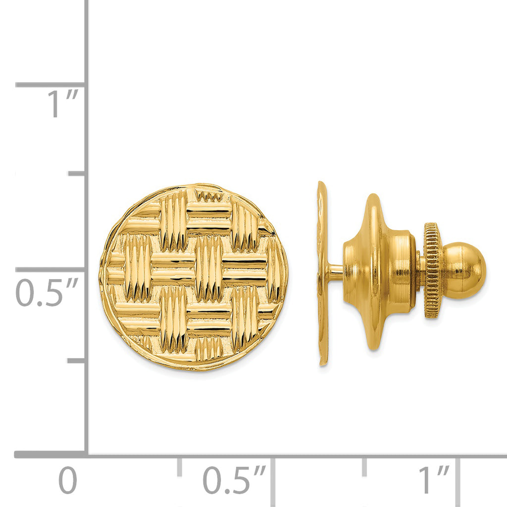 14K Gold Men's Polished Basketweave Textured Tie Tac
