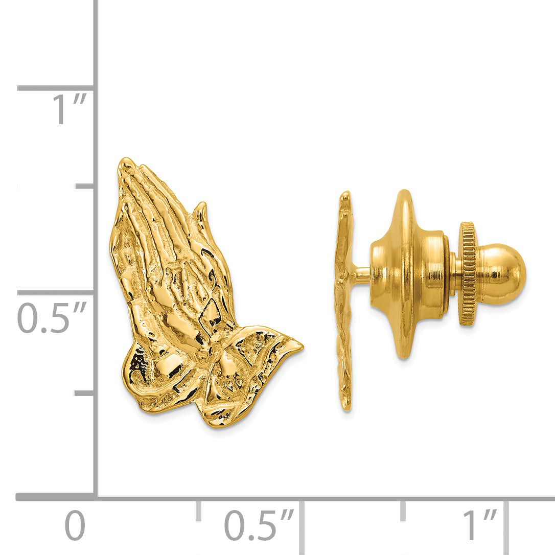 14K Gold Praying Hands Tie Tac with Polished Solid Finish Secondary image