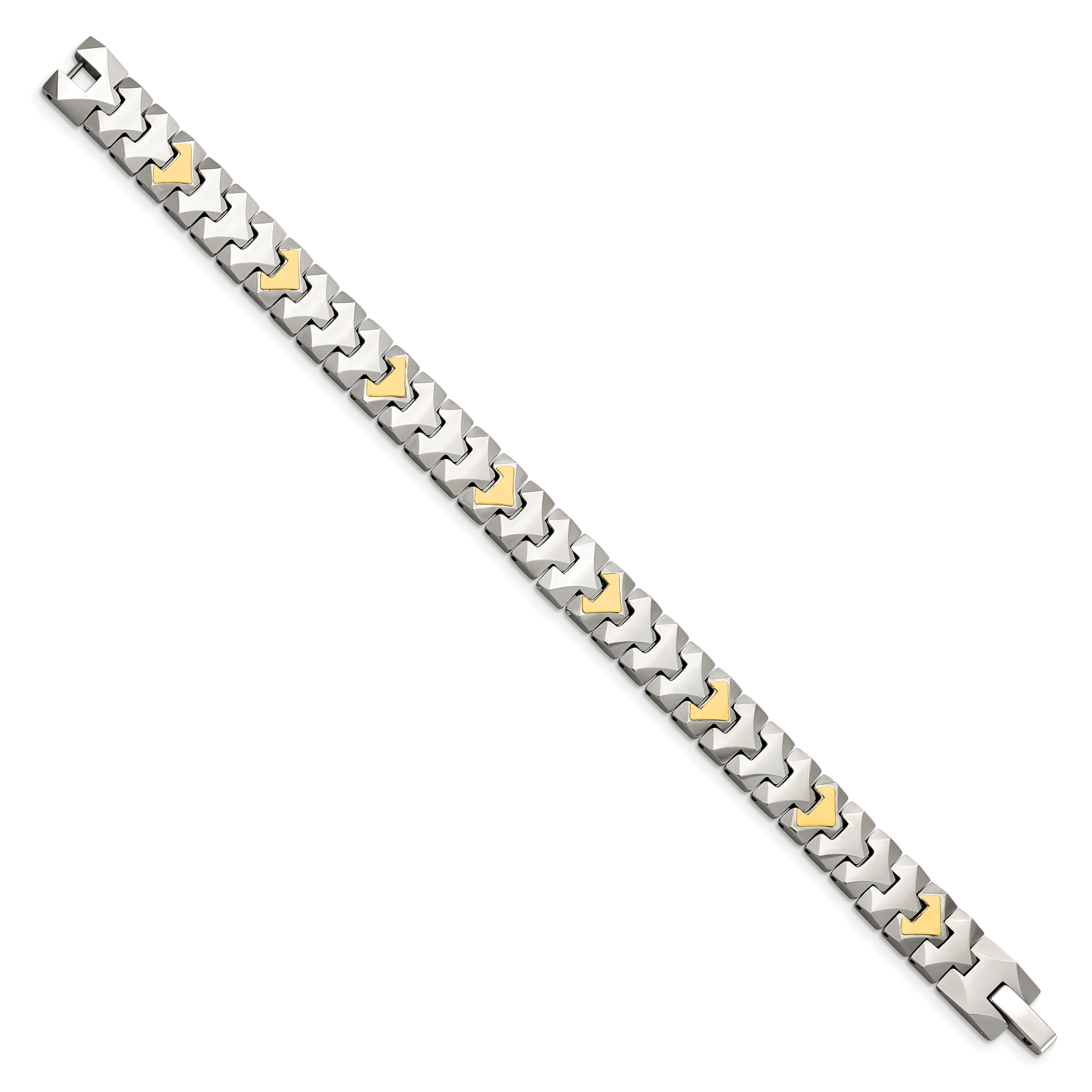 Tungsten w/10k Polished Chevron Style 8.25in Bracelet