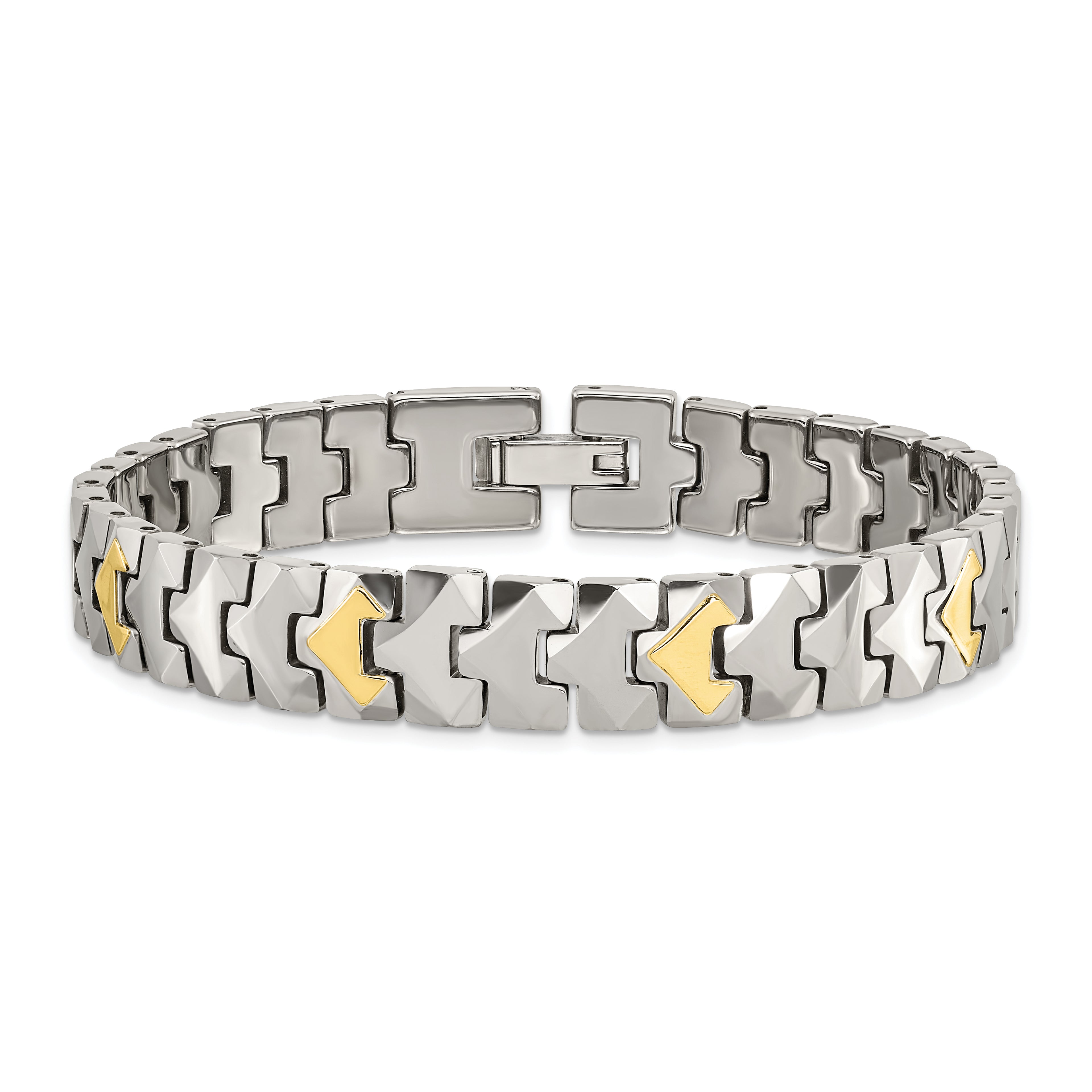 Tungsten w/10k Polished Chevron Style 8.25in Bracelet