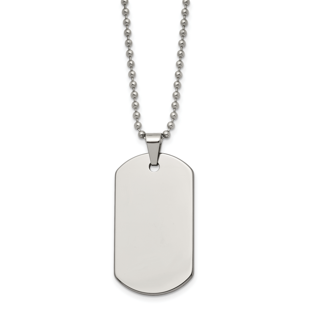 Polished Dog Tag Necklace in Tungsten