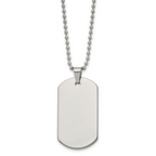 Polished Dog Tag Necklace in Tungsten