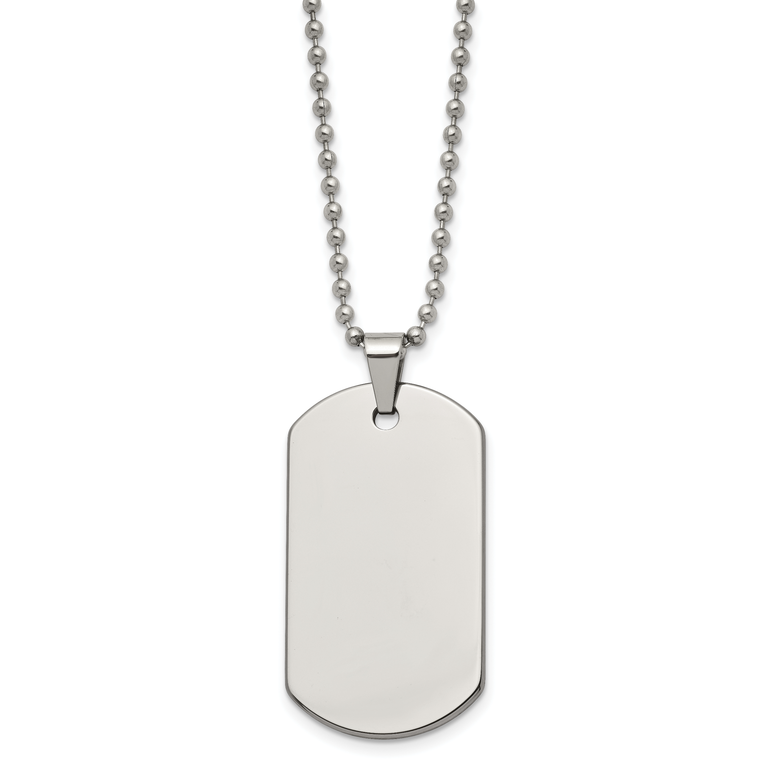 Polished Dog Tag Necklace in Tungsten