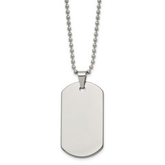 Chisel Tungsten Polished Dog Tag 22 inch Necklace