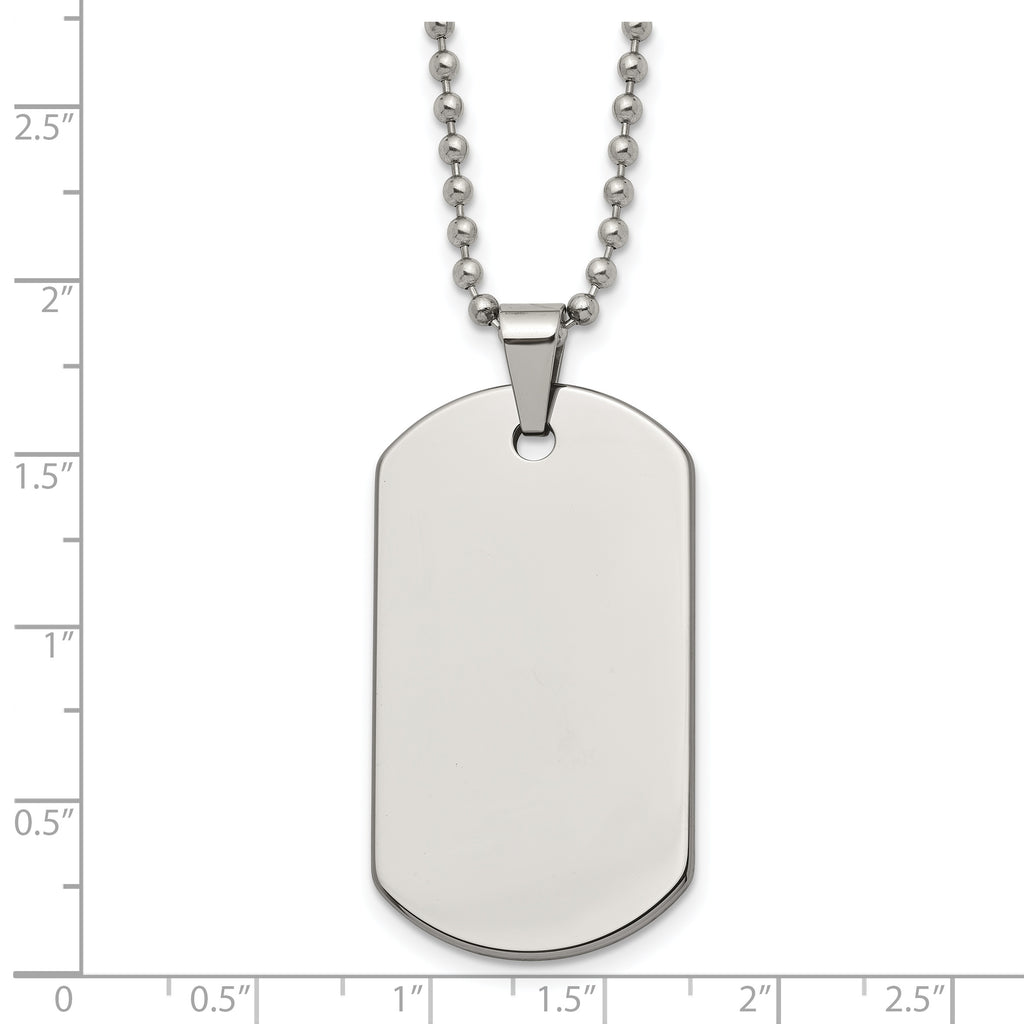 Polished Dog Tag Necklace in Tungsten