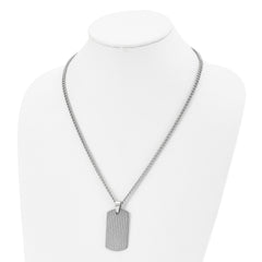 Chisel Tungsten Polished Dog Tag 22 inch Necklace