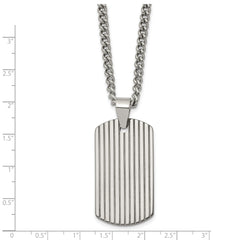 Chisel Tungsten Polished Dog Tag 22 inch Necklace