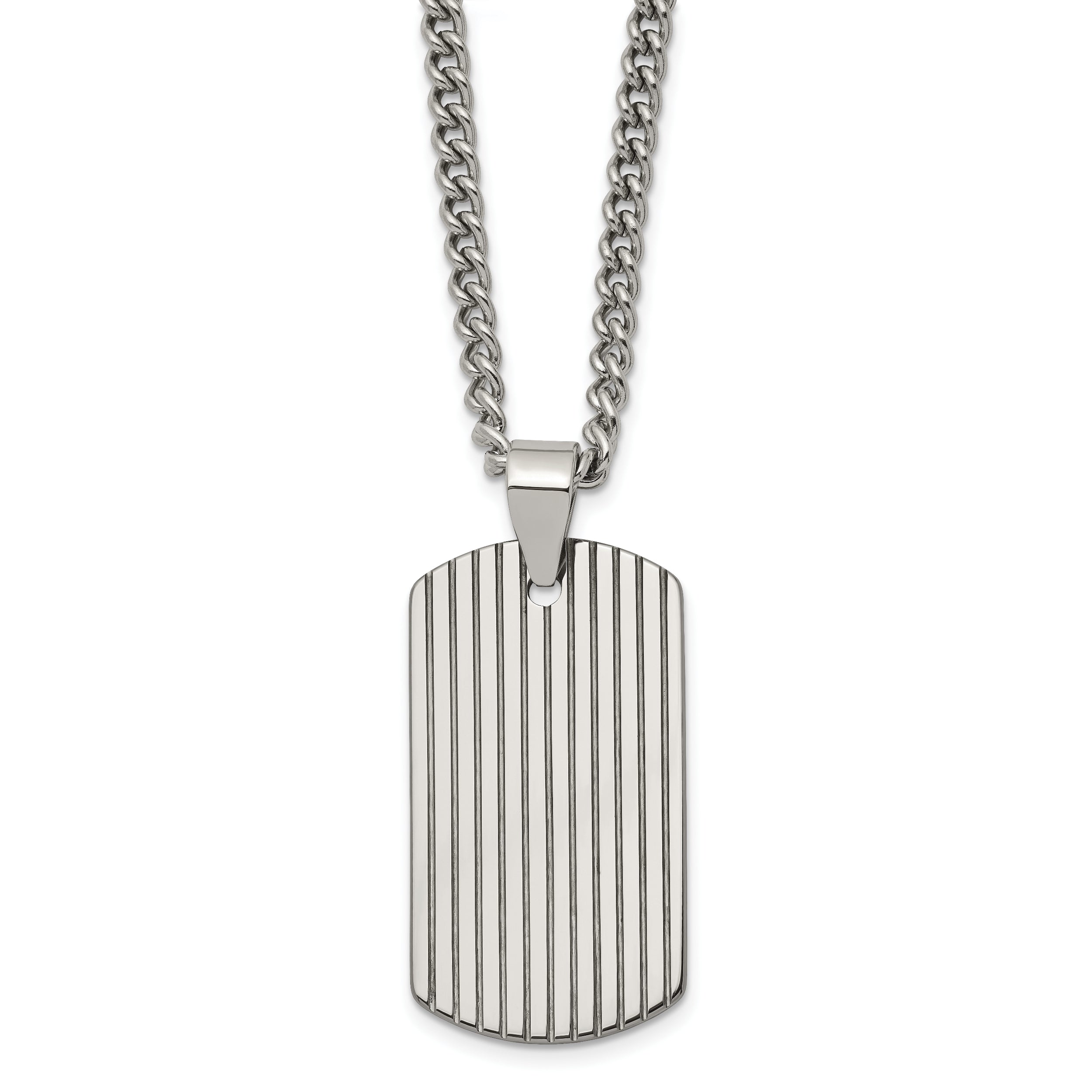 Chisel Tungsten Polished Dog Tag 22 inch Necklace