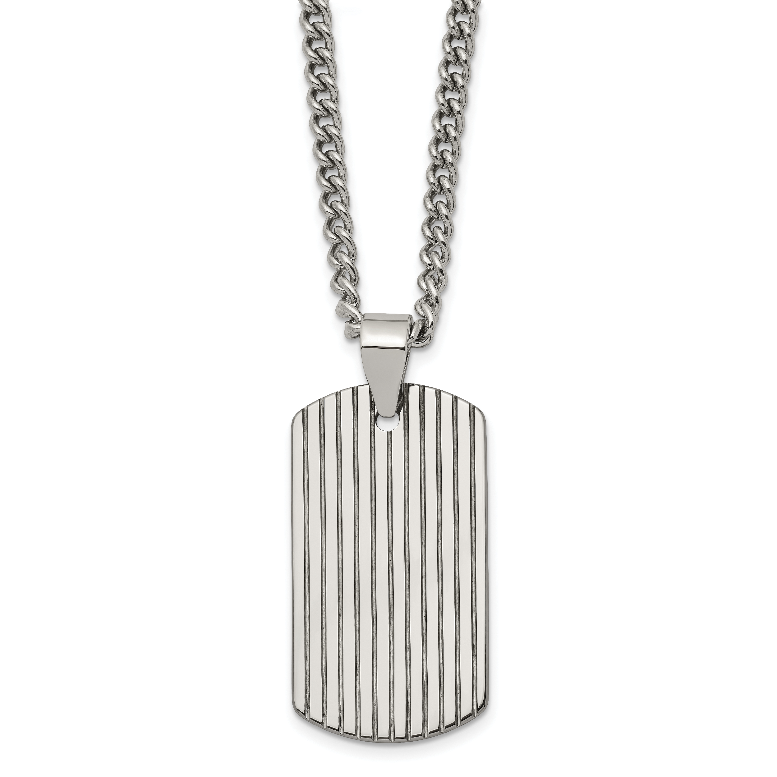 Chisel Tungsten Polished Dog Tag 22 inch Necklace Main image