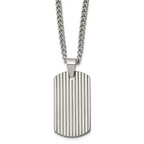Chisel Tungsten Polished Dog Tag 22 inch Necklace