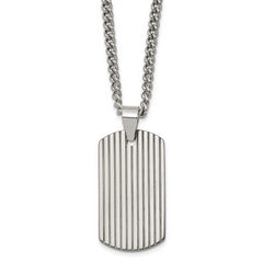 Chisel Tungsten Polished Dog Tag 22 inch Necklace