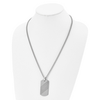 Chisel Tungsten Textured and Polished Dog Tag 24 inch Necklace