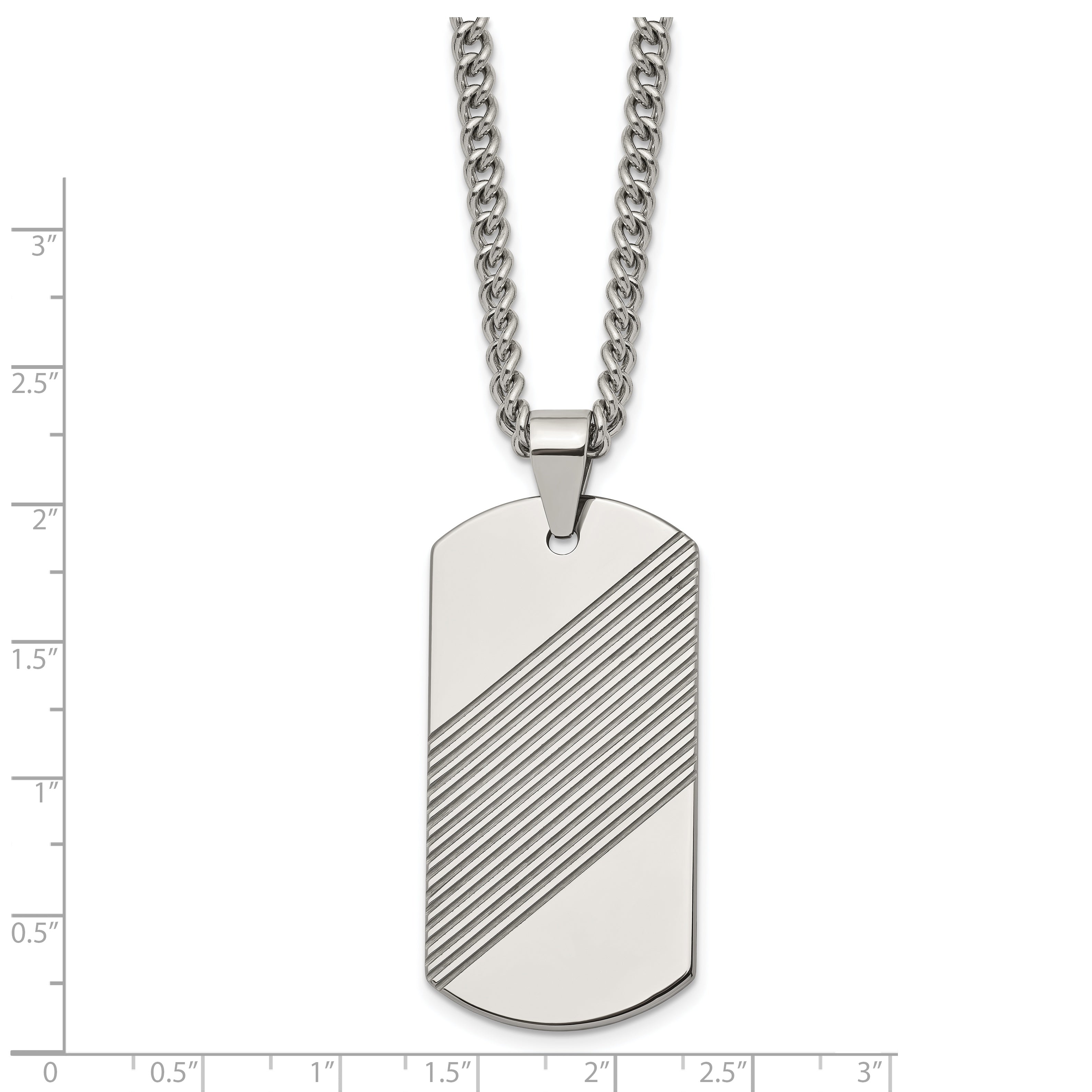 Chisel Tungsten Textured and Polished Dog Tag 24 inch Necklace