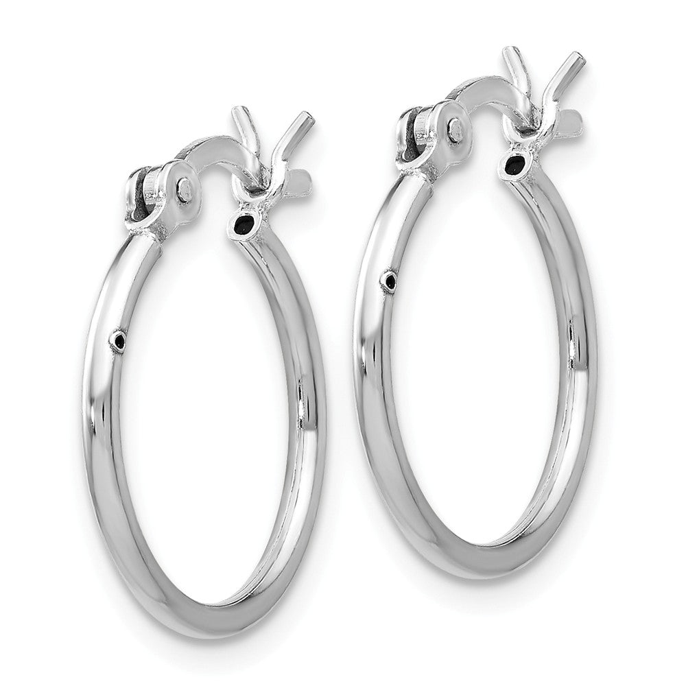 Sterling Silver Rhodium-plated Polished Hinged Hoop Earrings Secondary image