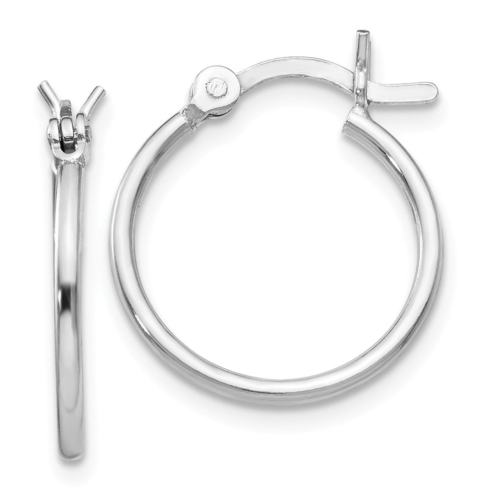 Sterling Silver Rhodium-plated Polished Hinged Hoop Earrings Main image