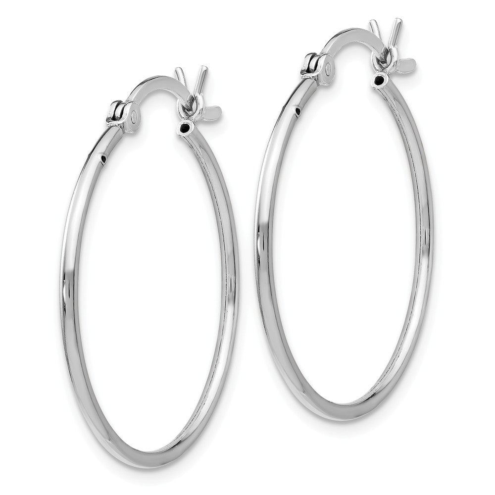 Sterling Silver Rhodium-plated Polished Hinged Hoop Earrings Secondary image