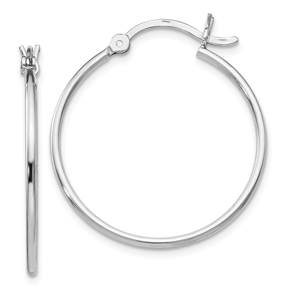 Sterling Silver Rhodium-plated Polished Hinged Hoop Earrings Main image