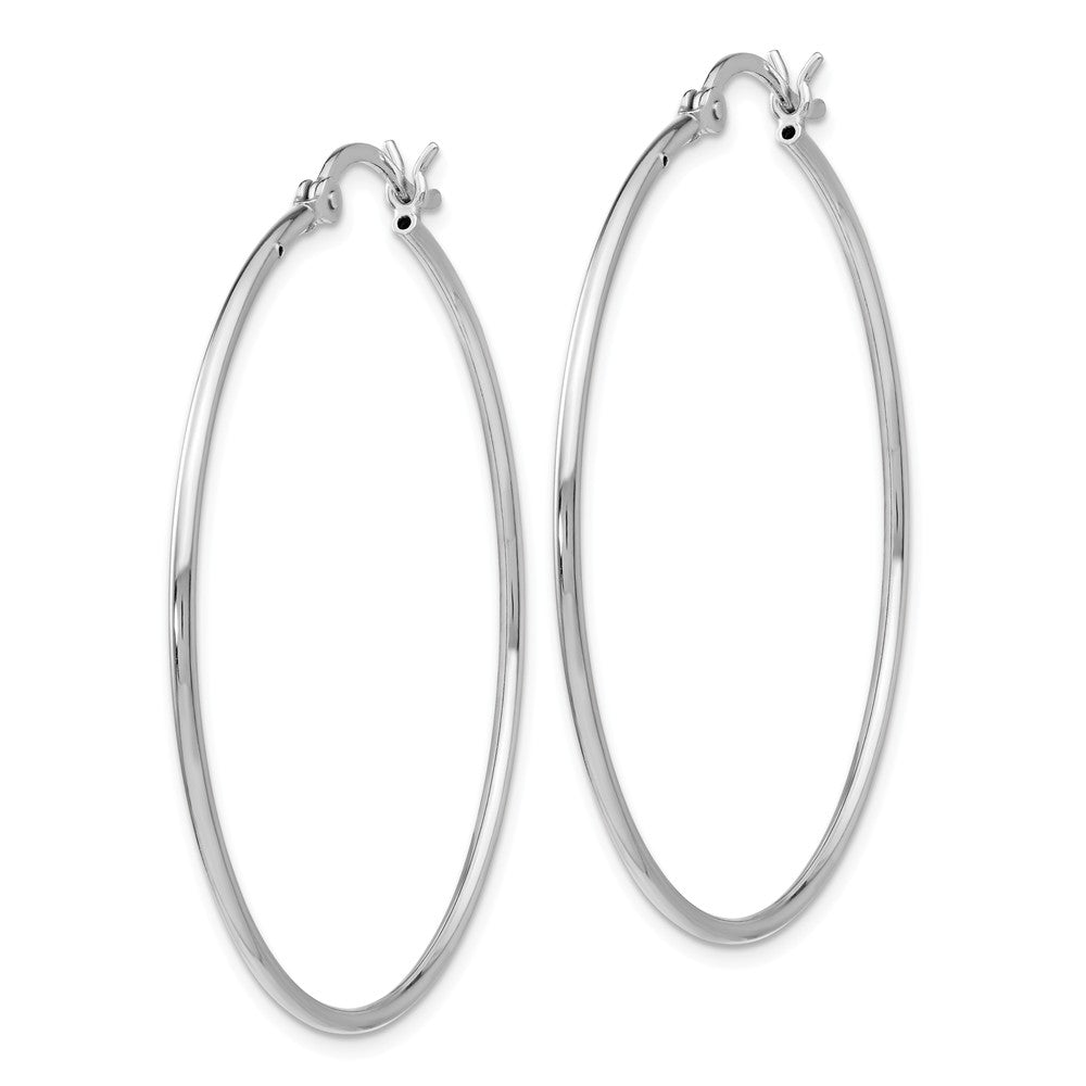 Sterling Silver Rhodium-plated Polished Hinged Hoop Earrings Secondary image