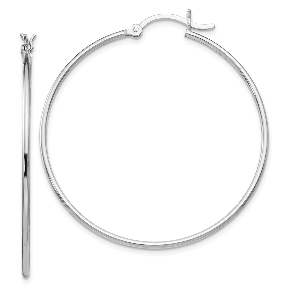 Sterling Silver Rhodium-plated Polished Hinged Hoop Earrings