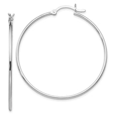 Sterling Silver Rhodium-plated Polished Hinged Hoop Earrings