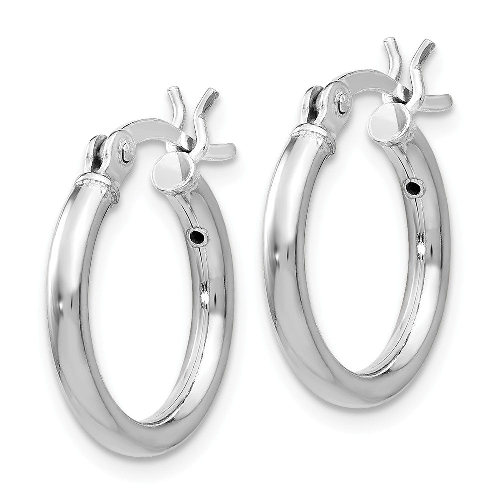 Sterling Silver Rhodium-plated Polished Hinged Hoop Earrings Secondary image