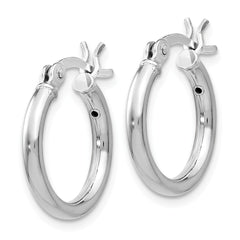 Sterling Silver Rhodium-plated Polished Hinged Hoop Earrings