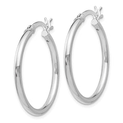 Sterling Silver Rhodium-plated Polished Hinged Hoop Earrings