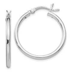 Sterling Silver Rhodium-plated Polished Hinged Hoop Earrings