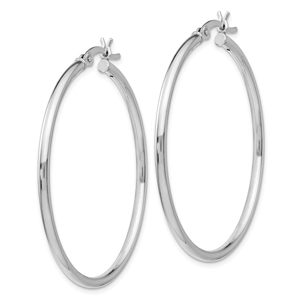 Sterling Silver Rhodium-plated Polished Hinged Hoop Earrings Secondary image