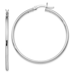 Sterling Silver Rhodium-plated Polished Hinged Hoop Earrings