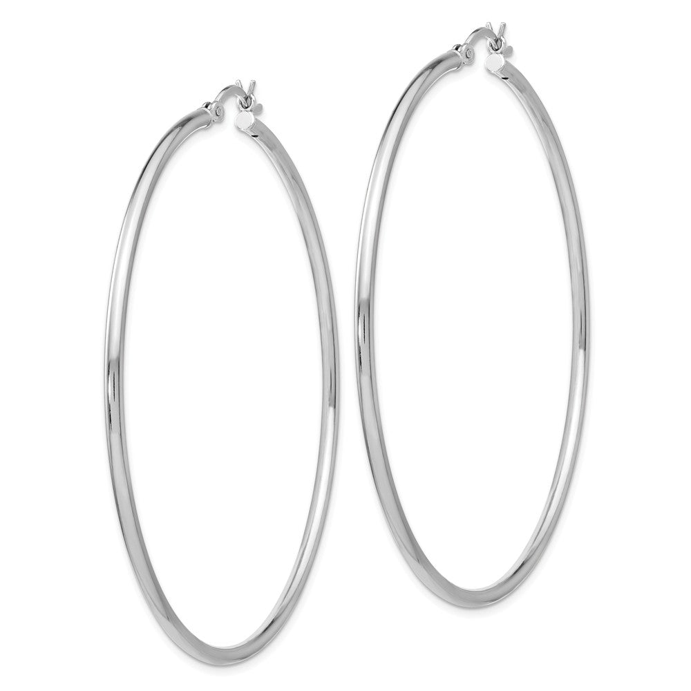Sterling Silver Rhodium-plated Polished Hinged Hoop Earrings Secondary image