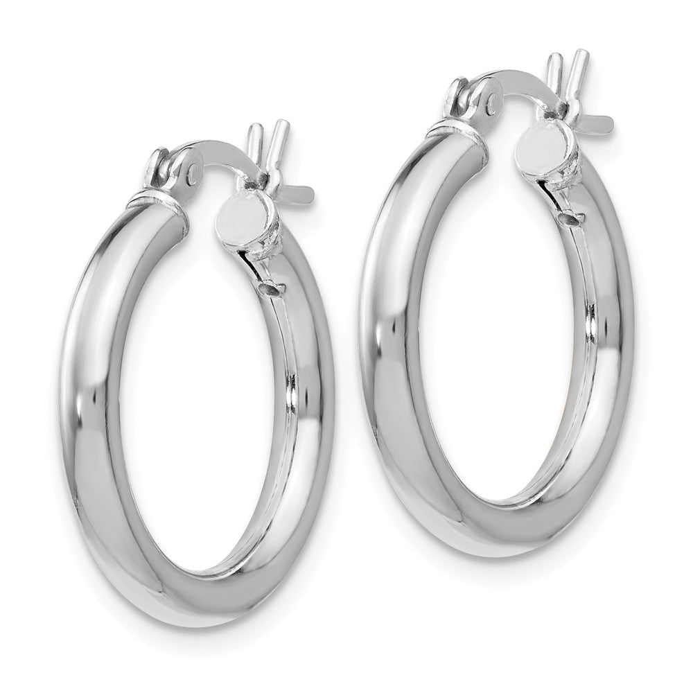 Sterling Silver Rhodium-plated Polished Hinged Hoop Earrings Secondary image