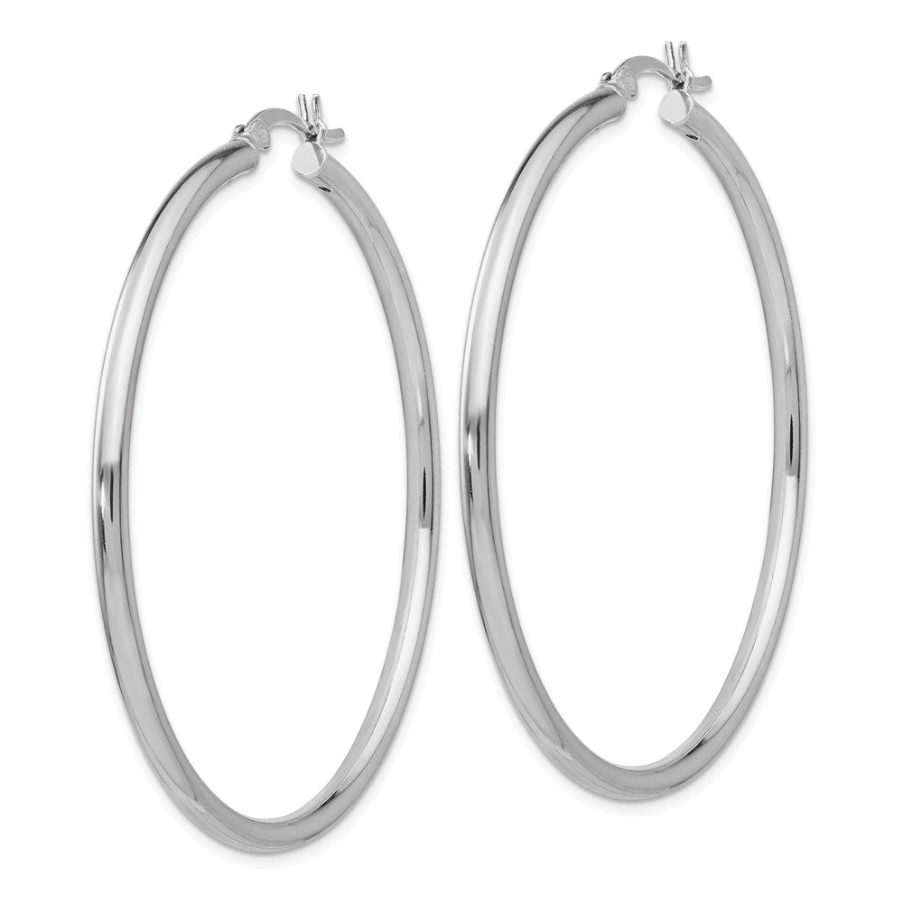 Sterling Silver Rhodium-plated Polished Hinged Hoop Earrings Secondary image