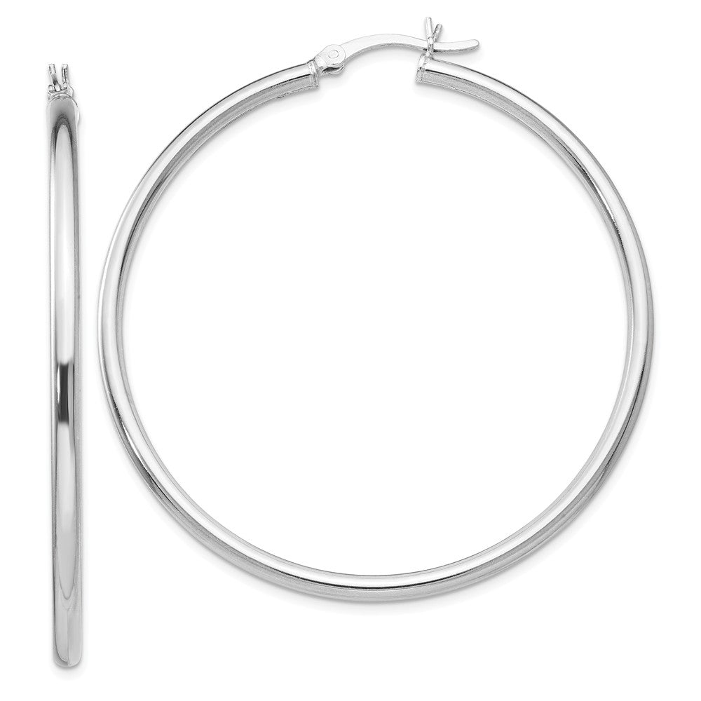 Sterling Silver Rhodium-plated Polished Hinged Hoop Earrings Main image