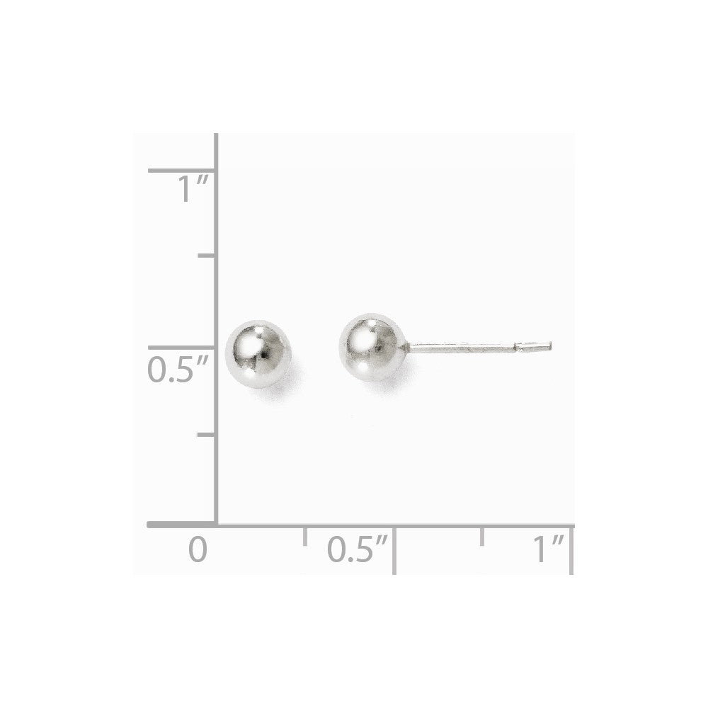 Sterling Silver Rhodium-plated 5mm Polished Ball Post Earrings Secondary image