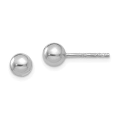 Sterling Silver Rhodium-plated 5mm Polished Ball Post Earrings