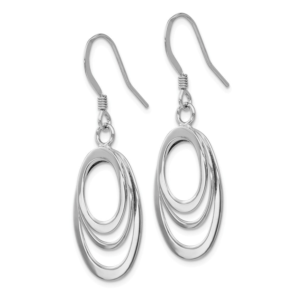 Sterling Silver Rhod-pltd  Polished Shepherd Hook Dangle Earrings Secondary image
