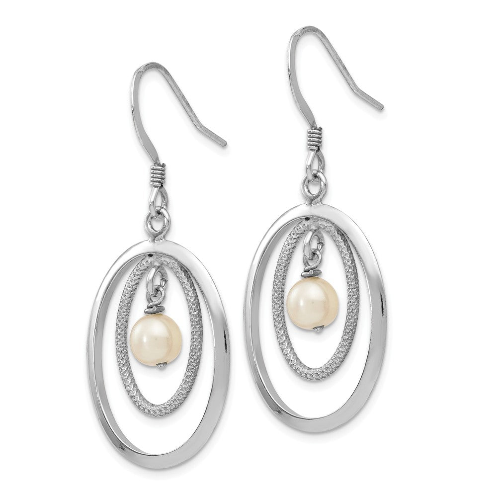 Sterling Silver Rhodium-plated FW Cultured Pearl Dangle Earrings Secondary image
