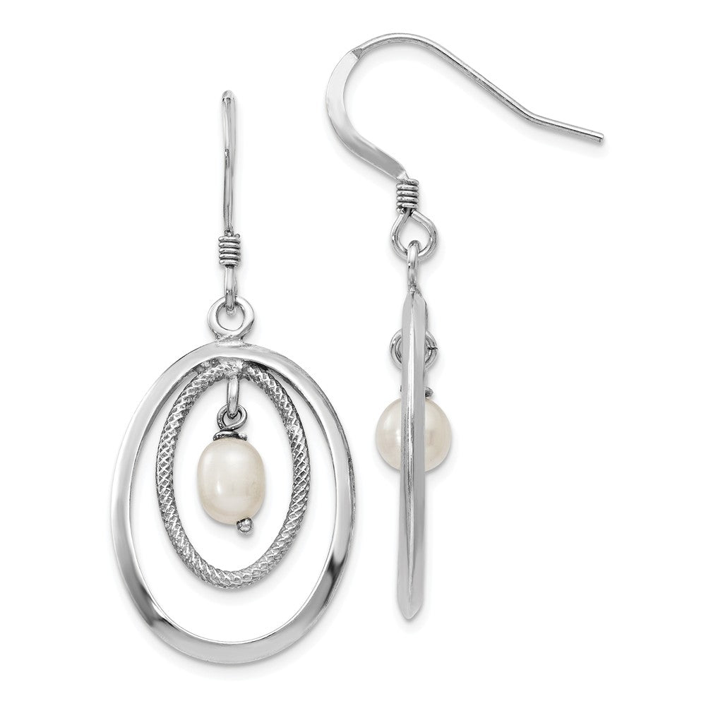 Sterling Silver Rhodium-plated FW Cultured Pearl Dangle Earrings Main image