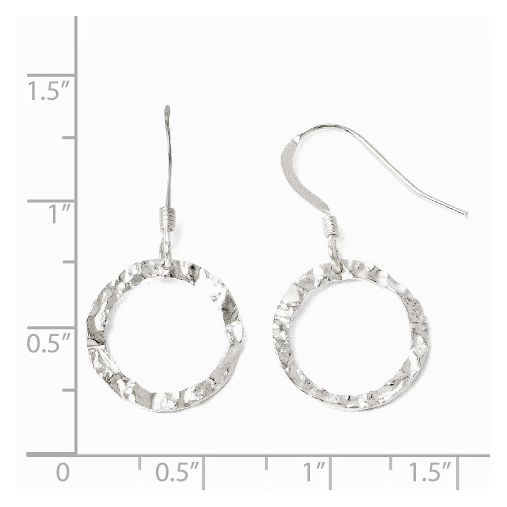 Sterling Silver Rhod-pltd  Textured Shepherd Hook Dangle Earrings