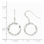Sterling Silver Rhod-pltd  Textured Shepherd Hook Dangle Earrings