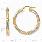 Leslie's Sterling Silver Tri-color Twisted Hinged Hoop Earrings